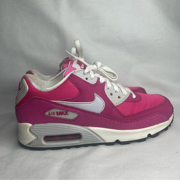 Nike Air Max 90 ‘13 GS Sneakers Youth US 5Y Textured Leather Elephant Pink White - Picture 6 of 16